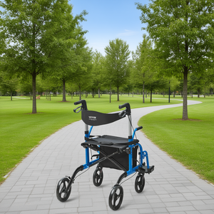 Déambulateur pliant Vevor Mobility Walker en aluminium, capacité 300 lbs, chaise de transport pour personnes âgées, utilisation tout-terrain - Product Image 2