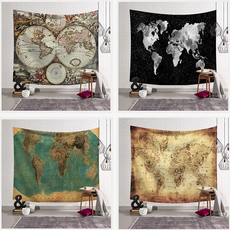 150*130CM World Map tapstry wall hanging 3d Mandala wall art vintage Tapestry custom fabric poster cloth tapestry