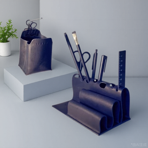 レザーデスクオーガナイザーペンペンペンシルホルダーカップオフィス用品キャディストレージボックス文房具ラック - Product Image 2