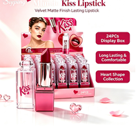 Lot de 24 rouges à lèvres hydratants Kiss, teintes mates hautement pigmentées, emballages cosmétiques en gros, boîtes en vrac