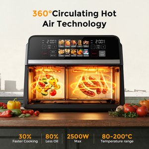 Friteuse à air double panier 3L+7L, écran tactile numérique, antiadhésive, sans huile, avec affichage LCD, appareil de comptoir pour la maison et l'hôtel - Product Image 3