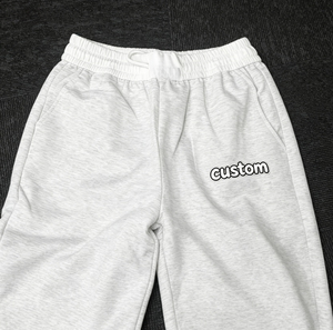 Men's Wide Leg Sweatpants Elastic Waist Casual Gray Autumn Style Pants 100% Cotton Breathable Fabric - Product Image 4
