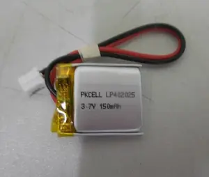 Bateria de polímero de lítio de 3.7v 402025 lipo, 150mah pkcell 402025 com conector pcm, JST-PH-2P para eletrônicos