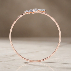 Rose Gold Plated Diamond Flower <b>Bangle</b> <b>Bracelet</b> Women's Romantic Everyday Wear Claw Setting Round Brilliant Cut - Product Image 2