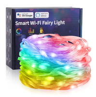 Guirlande lumineuse de Noël intelligente Tuya WiFi 10m, prix d'usine, IP65, compatible Alexa/Google Assistant, RGB, intensité réglable, garantie 2 ans
