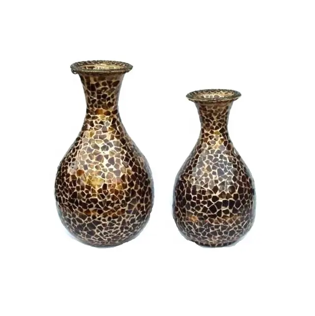 Железная ваза для цветов, мозаика из коричневого стекла ручной работы, доступны другие цвета, украшения для дома, вечеринки, свадьбы