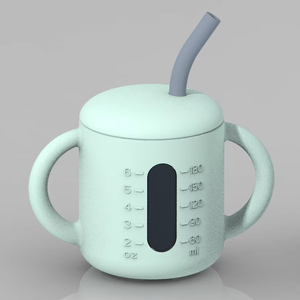 Taza de pajita de silicona 2 en 1 sin BPA para niños pequeños con tapa para aperitivos, ventana de medición transparente de 180ml para que mamá vea <span class=keywords><strong>cuánto</strong></span> bebe el bebé - Product Image 1