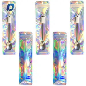 Custom Mini 3 Side Seal Zip Lock Mylar Smell Proof Hologram Pre-roll Plastic Tubes Bag Packaging