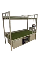 Cama alta moderna de metal tamaño completo con escalera y diseño de mesa debajo para uso en apartamentos, hoteles y dormitorios
