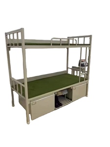 <span class=keywords><strong>Lit</strong></span> mezzanine moderne en métal pleine taille avec escalier et design sous table pour appartement, hôtel, chambre à coucher - Product Image 3