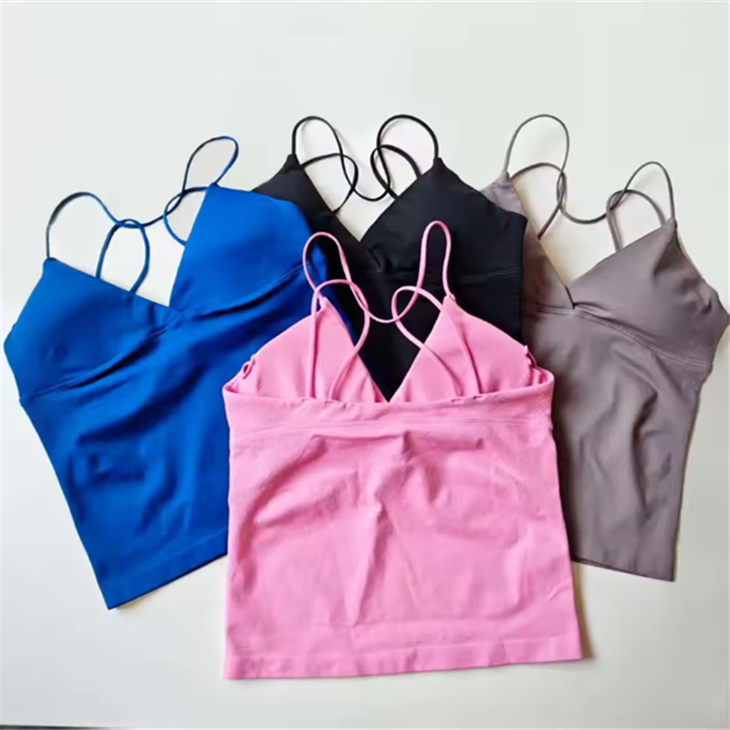 NCLAGEN New Trend Workout Vest Women's High Support Seamless Quick Dry Breathable V-Neck Yoga Twist Front Longline Tank Top