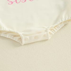 Pelele de algodón con letras <span class=keywords><strong>LIL</strong></span> SISTER y etiqueta personalizada para primavera y otoño, ropa infantil para bebés, mono de manga larga con cuello redondo para niñas pequeñas, 1 Uds. - Product Image 5