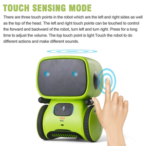 Robot à commande vocale avec capteur tactile, rotation à 360°, enregistrement, répétition, chant, danse, yeux LED, jouet éducatif en plastique, cadeau pour enfants - Product Image 3