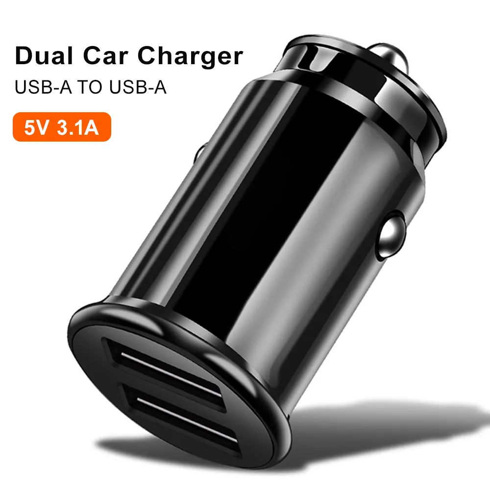 Eonline 미니 빠른 듀얼 USB 자동차 충전기 어댑터 3.1A 빠른 충전 자동차 전화 충전기 태블릿 휴대 전화 자동차 충전기