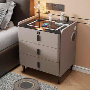 Comodino Pieghevole di Lusso in Legno, Arredamento Moderno per Camera da Letto con Porta USB Smart, Caricatore Wireless e <span class=keywords><strong>Lampada</strong></span> - Product Image 5