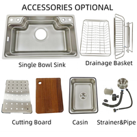 Évier de cuisine moderne multifonctionnel en acier inoxydable 304, évier Harbour avec accessoires et poste de travail, grand bac unique