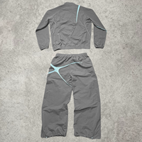 Ensemble de survêtement Y2K streetwear pour homme avec logo personnalisé, en nylon, patchwork en maille, style Gorpcore Techwear, pantalon de survêtement baggy vierge avec fermeture éclair personnalisable