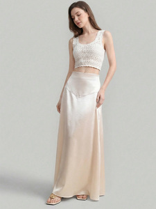 Falda satinada de estilo europeo y americano, otoño 2026, falda larga recta y holgada, ropa de mujer - Product Image 6