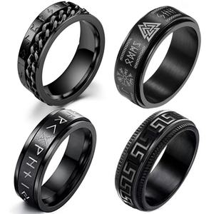 Viking Titanium Steel Herren <span class=keywords><strong>ring</strong></span> Drehbare Dekompression Edelstahl Rune Stilvolles trend iges Jubiläums geschenk - Product Image 1