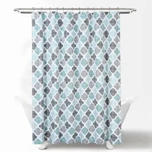 럭셔리 사용자 정의 기하학적 인쇄 방수 100% 폴리 에스테르 욕실 장식 저렴한 샤워 커튼