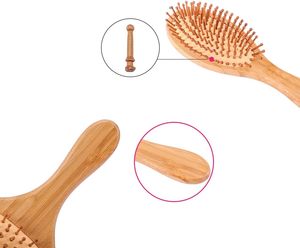 Cepillo Masajeador de Cuero Cabelludo con Cerdas Naturales y Almohadilla LOGO para Desenredar el Cabello, Peine de Bambú Natural para Masaje, Cepillo de Madera para el Cabello - Product Image 3