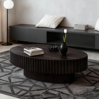 Table basse ovale en bois massif, design minimaliste moderne, rayée, pour salon, meubles de maison, écologique, durable, table à thé noire