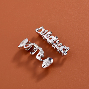 Joyería de fiesta: Grillz dentales de Hip Hop con patrón de estrellas, de aleación de zinc plateada, con engaste de canal en forma de lágrima G 026HCG 322 - Product Image 3