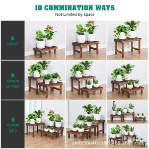 Wooden Plant Stand Two Layer Rectangular <b>Shelf</b> For Home Indoor Use - Product Image 3