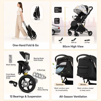 Poussette Bébé Pliage à Une Main 80cm, Siège Élevé, Suspension Respirante, Portable, Légère, Idéale Voyage - Vente en Gros