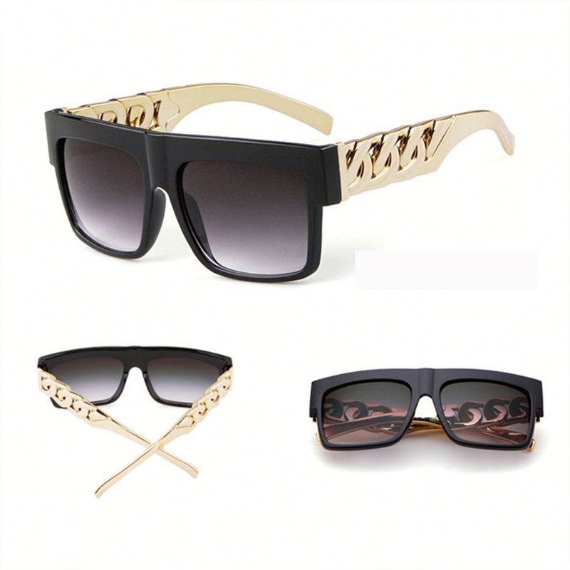 Hip Hop Gafas De Sol Cadena De Metal Dorado Gafas De Sol De Hip Hop Gafas De Sol Cadena De Metal Dorado Gafas De Sol De