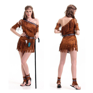 <span class=keywords><strong>Disfraz</strong></span> de Princesa de la <span class=keywords><strong>Tribu</strong></span> India con Borlas para Fiesta de Cosplay, Vestidos de Halloween para Mujer - Product Image 1