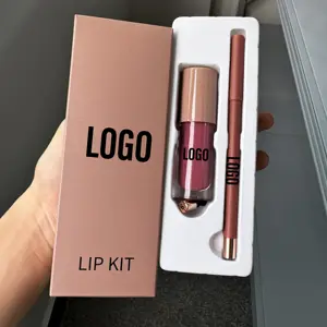 New Lips Custom Logo Nude Brown Makeup Cosmetics Set Lip set Private Label Lip Kit