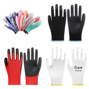 Cheap 13G OEM Black Hand Protective Nylon PU Dipped Cleanroom Gloves Polyurethane Palm Coated Work Gloves For Electricsl Factory