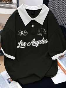 Polo Homme Oversize à Manches Courtes en Coton Lourd de Haute Qualité avec Col Contrastant et Impression de Logo – Vente en Gros Personnalisée - Product Image 3