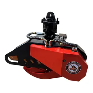 Hydraulic Grapple Chain Saw With Rotator Operate To Grab And Cut Log