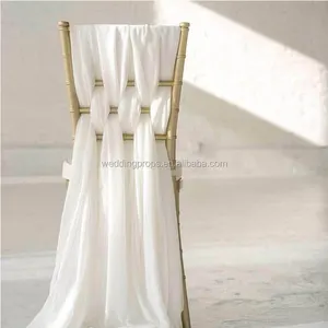 लक्जरी धारीदार शिफॉन कुर्सी सैश Chiavari कुर्सी को कवर शादी की सजावट के लिए
