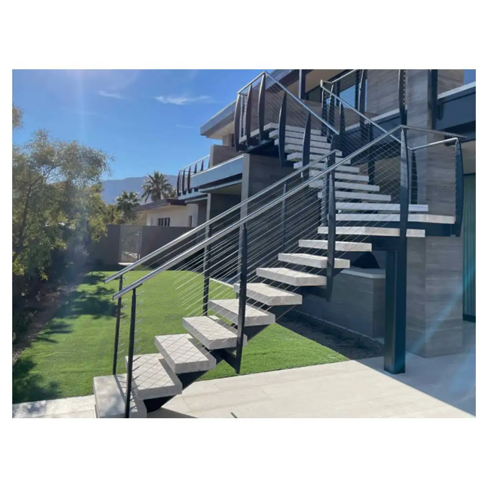 Saftey ve dayanıklı alüminyum Modern çelik merdiven tasarım ev iç merdiven