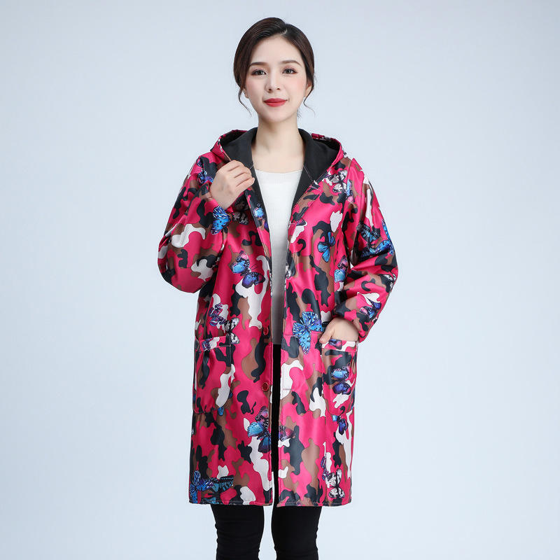 ลายพรางสีแดงกุหลาบบุด้วยผ้าฟลีซ - แบบกระดุม