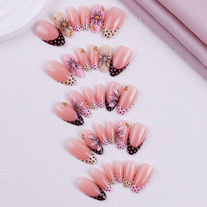 Nuevo Set de 24 <span class=keywords><strong>Uñas</strong></span> Postizas Acrílicas Francesas con Diseño Floral 3D en Rosa para <span class=keywords><strong>Verano</strong></span>, Venta al Por Mayor, <span class=keywords><strong>Uñas</strong></span> de Cobertura Completa - Product Image 2