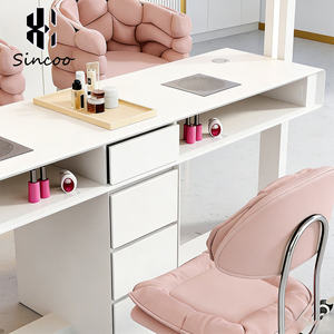 Luxury <b>Nail</b> Table Double Two-seater Offer Metal Professional Custom Modern Salon Furniture Manicure Table - Product Image 4