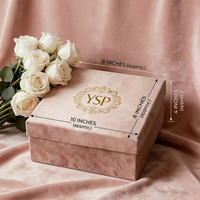 Boîte cadeau en carton rigide rose en velours personnalisée haut de gamme avec logo, pour cosmétiques, parfums et bijoux, présentoir d'emballage en suède