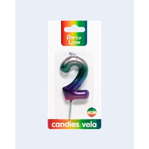 Vela de Cumpleaños con Número 2, 6 cm, Color Arcoíris, para Fiestas - Product Image 3
