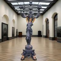 Statues de femme grecque Antique en laiton décoratif de jardin, lampes sur pied avec cinq lumières