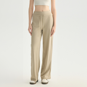 Pantalon large décontracté taille haute avec cordon de serrage pour femme, respirant, amincissant, coupe ample, pour l'entraînement et le yoga - Product Image 4