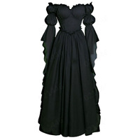 Neues Mittelalterliches Gotisches Hofkleid für Damen in Schwarz-Rot, Renaissance Retro Palastkleid, Halloween Karneval Party Prinzessin Cosplay Kostüm