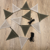 12 Pièces Guirlande de fanions triangulaires en toile imperméable de 3m, jaune beige, pour fête surprise, décoration de camping en extérieur, vente en gros