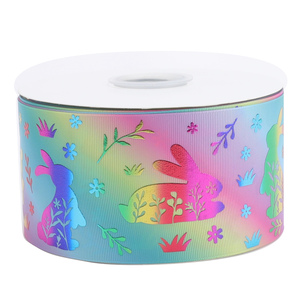 Hsdribbon 3 Inch 75Mm Phục Sinh Loạt Dễ Thương Thỏ Mô Hình Ba Chiều <span class=keywords><strong>Ribbon</strong></span> In Trên Grosgrain <span class=keywords><strong>Ribbon</strong></span> 50Yards/Cuộn - Product Image 2