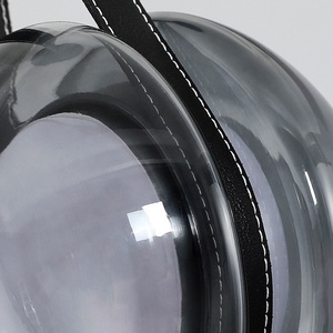 Suspension en verre <span class=keywords><strong>Blackhole</strong></span>, abat-jour en verre gris fumé avec sangle en cuir, hauteur réglable, LED pour café, bar, chambre à coucher - Product Image 4
