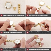 Ensemble de maillons de bracelet DIY assortis en argent, noir, or et or rose pour Apple Watch, avec connecteur à barre à ressort