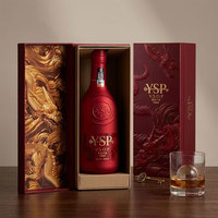 Boîte rigide personnalisable avec logo rouge en relief 3D en forme de dragon, conteneur haut de gamme avec dorure à chaud pour Cognac, Whisky, Liqueur